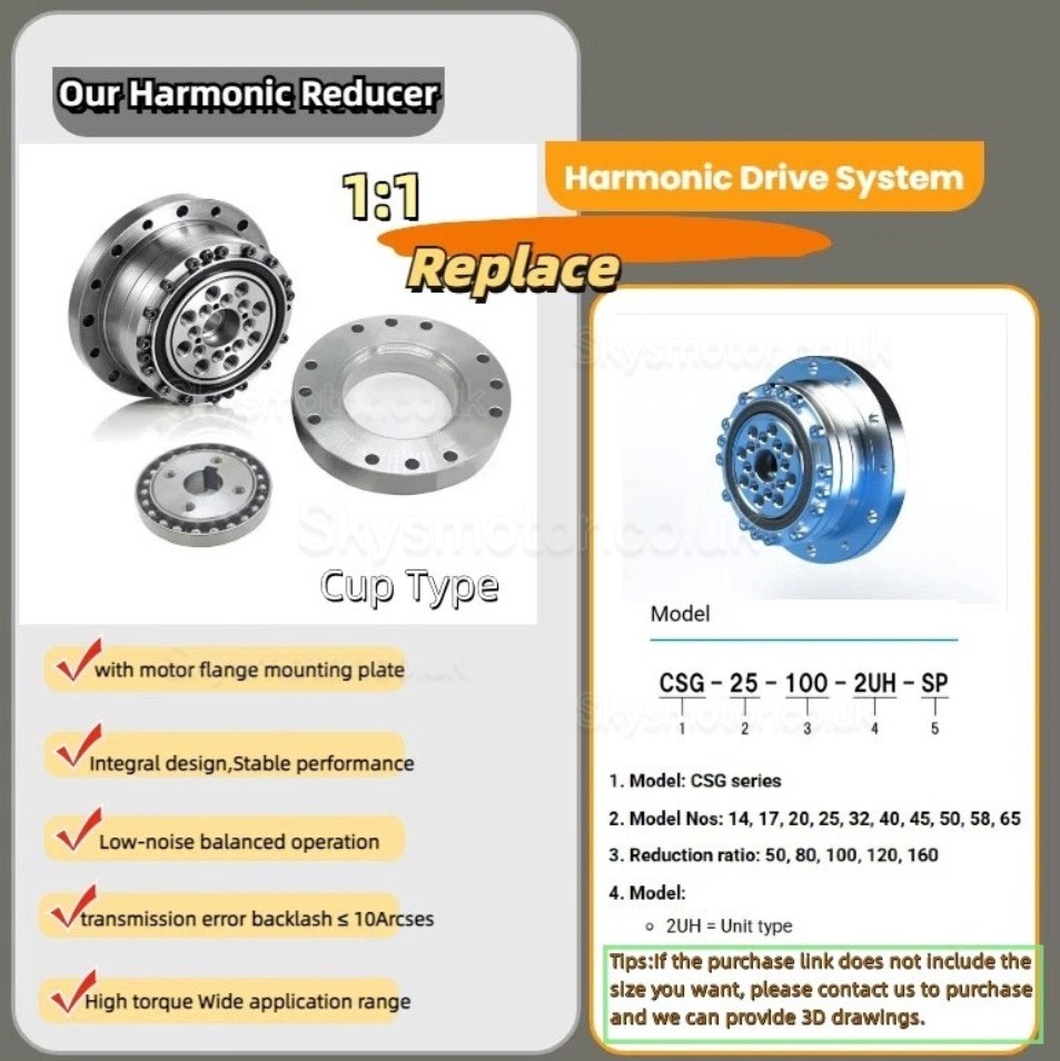 CSF Series Harmonic Drive Gearbox Ratio 50:1/80:1/100:1/120:1 for Stepper / Servo Motor